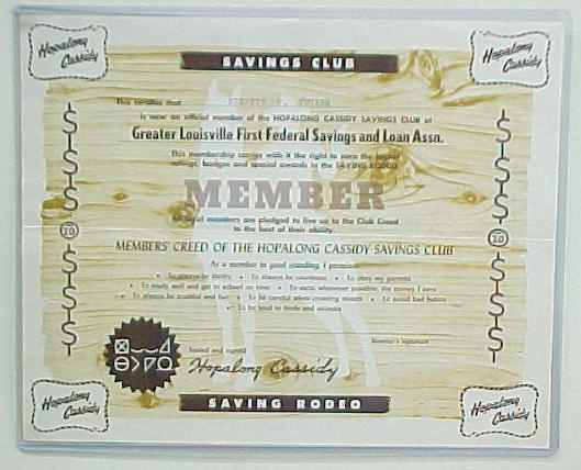 Then there is the 8x10 Membership Certificate w/facsimile signature of Hoppy 