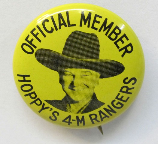 Hopalong Cassidy Solid Metal Brass Finished Pinback Wild West Cowboy Collector E 