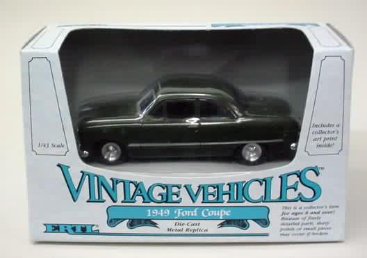 1949 FORD COUPE dark dark green 1988 Vintage Vehicles Series mint in 