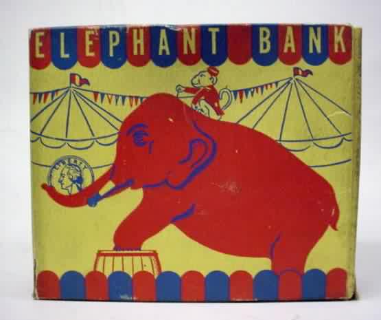 Elephant Coin Bank Vintage Fine Ceramic Zoo Animal Savings Bank in original box 