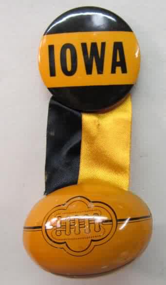 1950's IOWA STATE CYCLONES PIN BACK BUTTON RIBBONS & FOOTBALL UNSOLD CONCESSIONS 