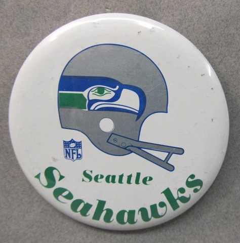 1970s Seattle Seahawks VTG 3.5” Pin Back Button With 1979 Ticket