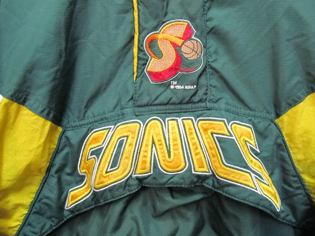 Seattle SuperSonics Yellow Skyline Logo Hoodie, Small