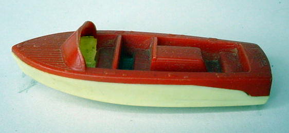 2 Vintage 1950s Banner Hard Plastic Toy Battleship Boat 4" Red & Blue 