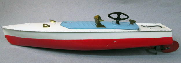 JOUET ANCIEN ASAHI TOY F55 FLYING BOAT BATEAU DE COURSE VERS 1960 30CM