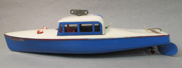 JOUET ANCIEN ASAHI TOY F55 FLYING BOAT BATEAU DE COURSE VERS 1960 30CM