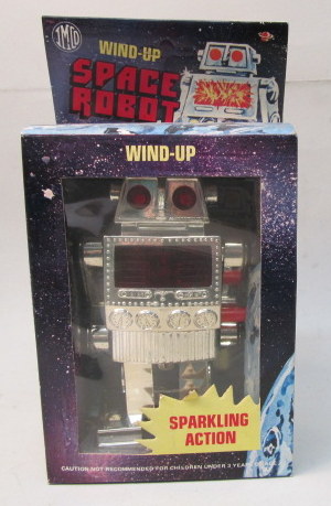 Tin Litho Wind up WALKING ROBOT Space Toy mint in box 