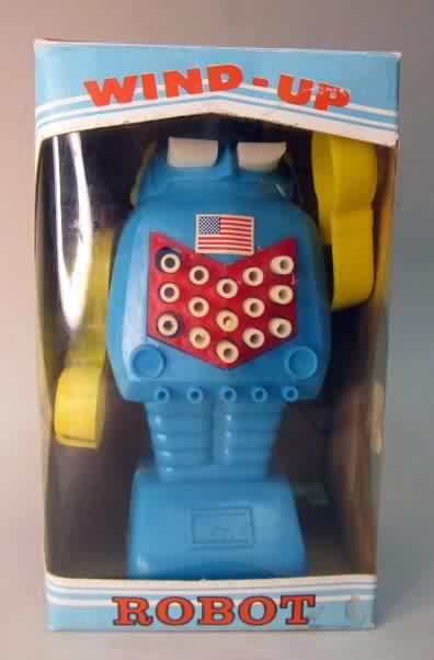 Wind Up Tin Toy Yellow Roboter ASTRO SPACE ROBOT Blechspielzeug MS 297 RARE 