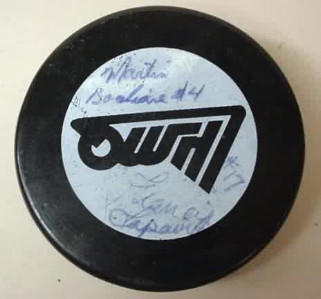 Minor league HOCKEY PUCKS for sale from Gasoline Alley Antiques